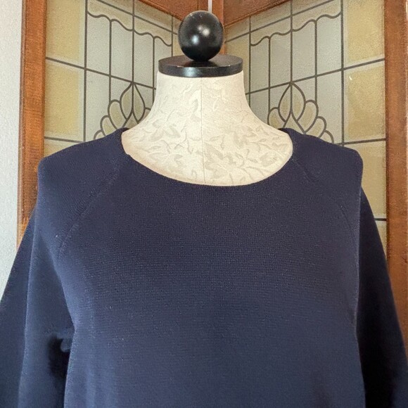 J. Crew Collection Navy Chiffon Fringe Sweater Top Size S - Picture 4 of 8